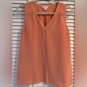 Sundance Catalog Silk Sleeveless Blouse V neck lace trim size S